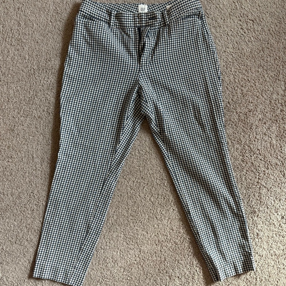 GAP Women’s Navy and White Gingham Cropped Pant